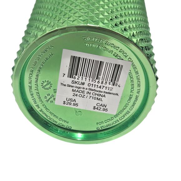 Starbucks 2023 Green Bling Metallic Studded Venti 24 OZ Cold Cup Tumbler New - Picture 4 of 7